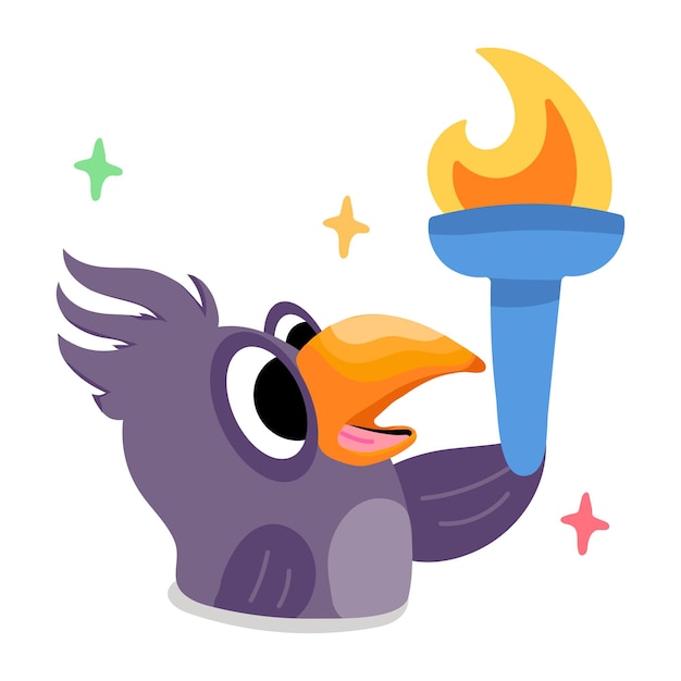 Download flat sticker of cute bird