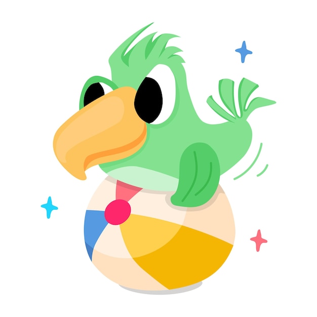 Download flat sticker of cute bird