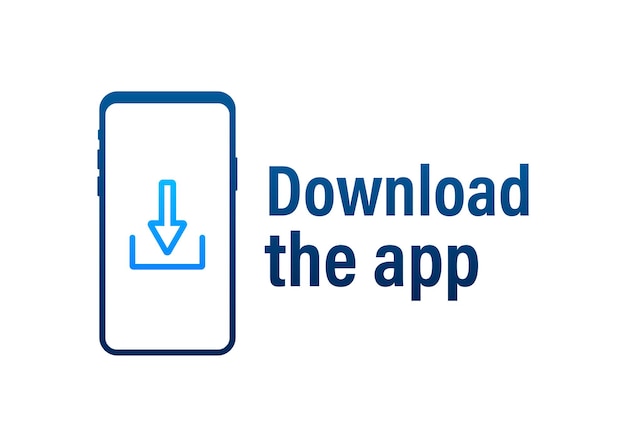 Download page of the mobile app. Empty screen smartphone for you app. Download app. Vector stock illustration.