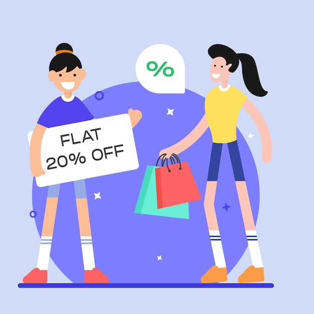 Download premium flat illustration of discount offer