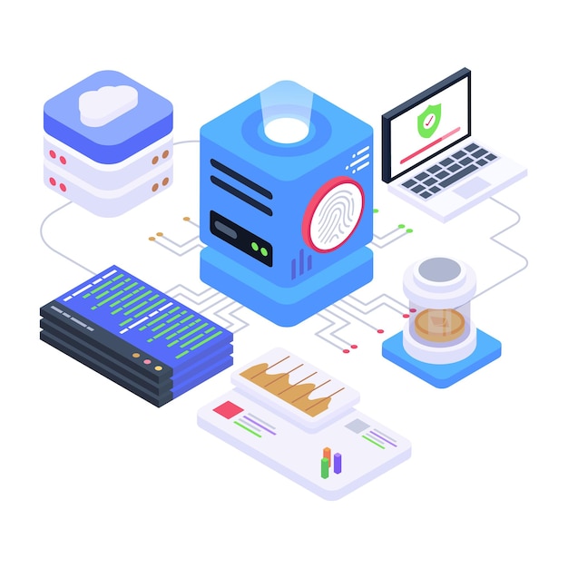 Download premium quality isometric icon of bitcoin storage