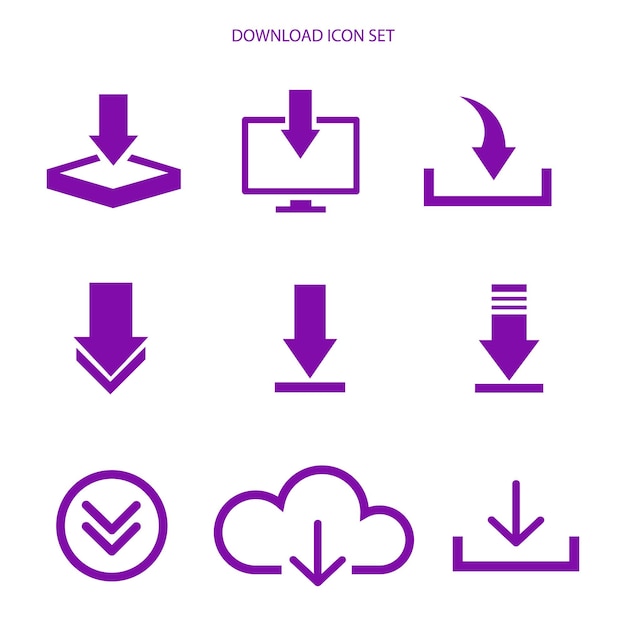 Vector download and upload icon set