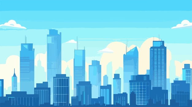 Downtown Background with Blue Sky Vector Illustration