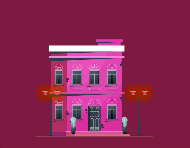 Downtown vector building illustration isolated on background