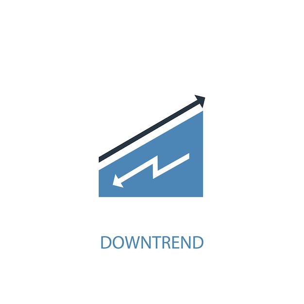 Downtrend concept 2 colored icon. Simple blue element illustration. downtrend concept symbol design. Can be used for web and mobile UI/UX