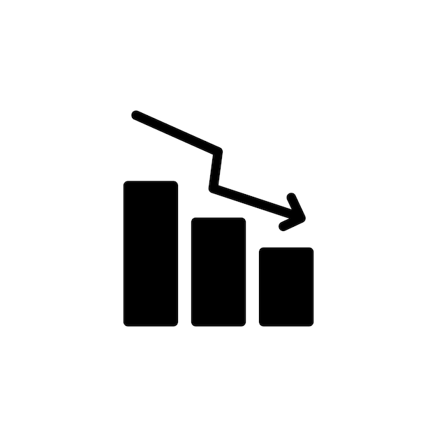 Vector downtrend graph stock icon icon solid with finance concept