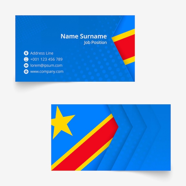 DR Congo Flag Business Card, standard size (90x50 mm) business card template.