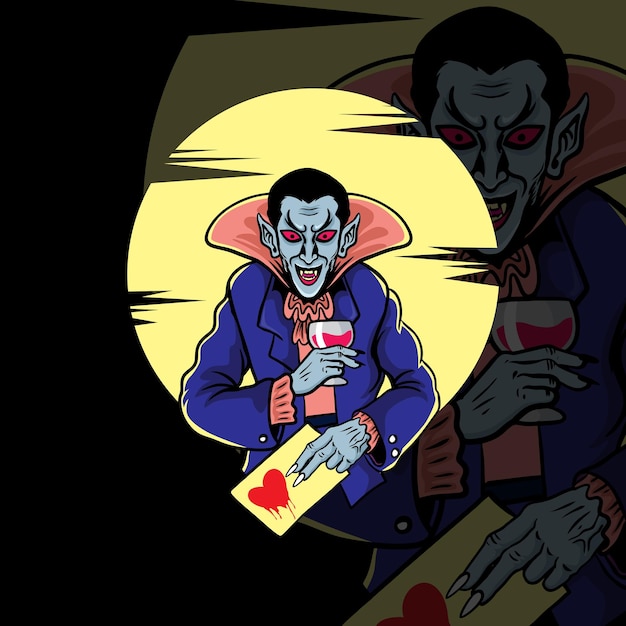 Dracula brings a love letter illustration