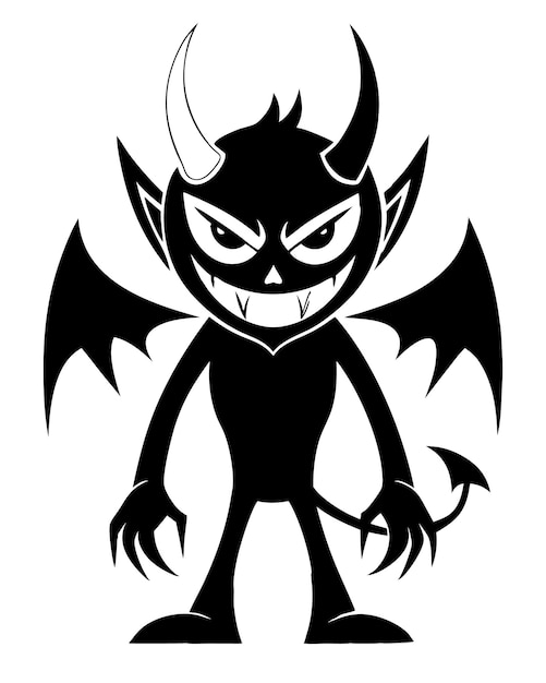 Vector dracula devil silhouette illustration black and white