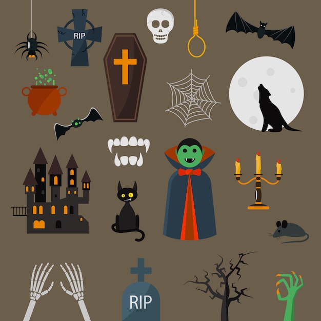 Dracula icons vector set vampire character design cartoon elements