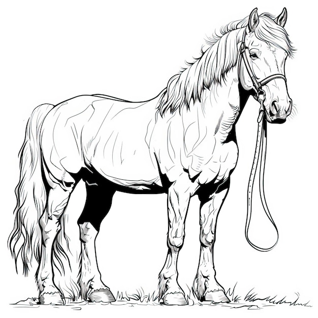 Draft horse simple outline stock illustration vector