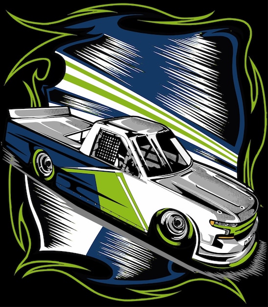 drag racing car on black background for poster, t-shirt print, business element, social media.