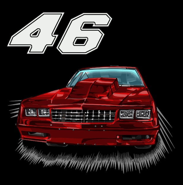 drag racing car isolated on black background for poster, t-shirt print, business element.