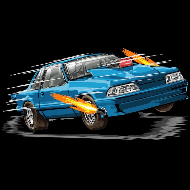 drag racing car isolated on black background for poster, t-shirt print, business element.