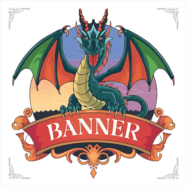 Vector dragon banner vector design