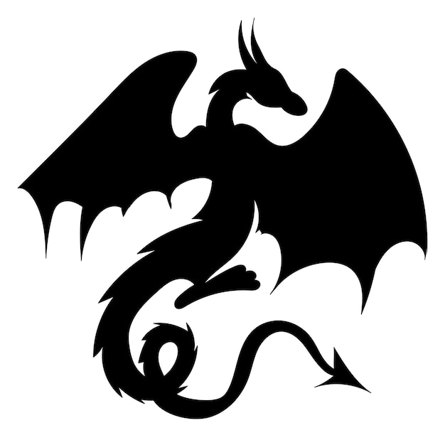 Dragon black silhouette vector isolated