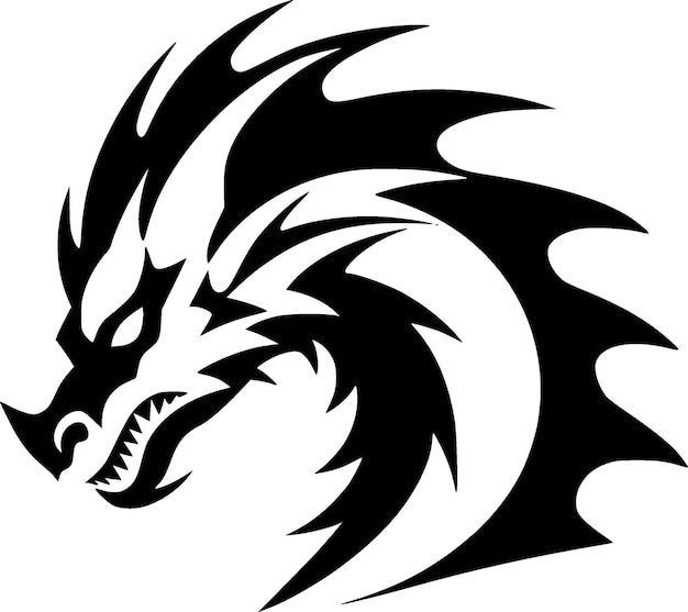 Dragon Black and White Isolated Icon Vector illustration