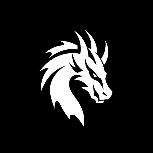 Dragon Black and White Isolated Icon Vector illustration