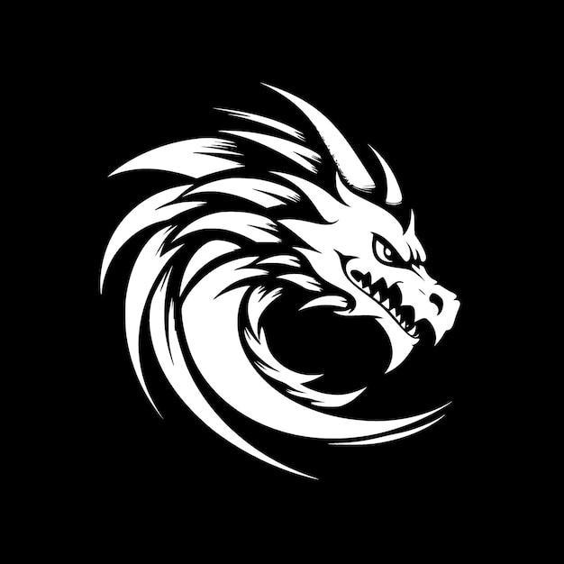 Dragon Black and White Isolated Icon Vector illustration