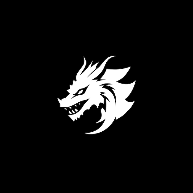 Dragon Black and White Vector illustration