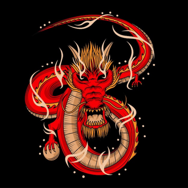 Dragon chinese design illustration art black background