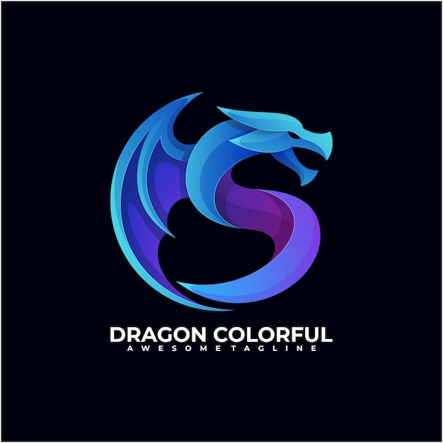 Dragon colorful logo design vector modern color