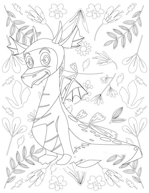 Dragon Coloring Page, Cartoon Dragon, Dragon Coloring Page for Kids