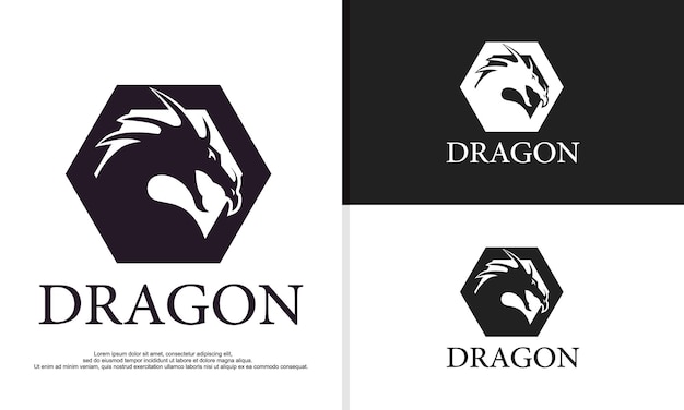 Dragon combined with hexagon silhouette