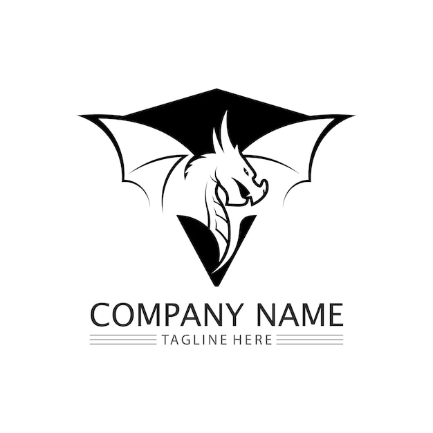 Dragon design logo vector icon illustration design logo template fantasy animals