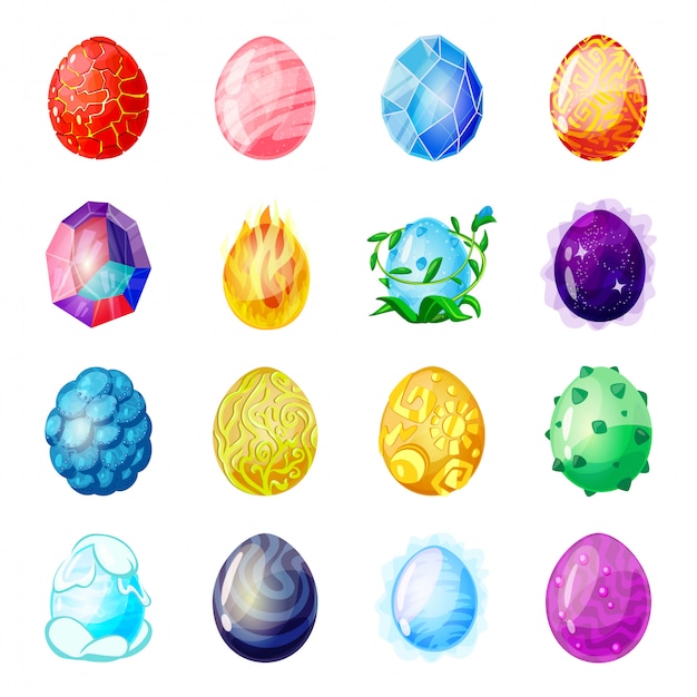 Dragon egg cartoon icon set I