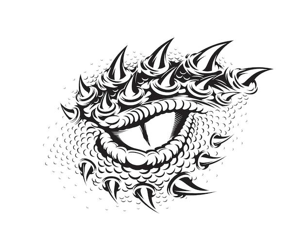 Vector dragon eye tattoo dinosaur snake or crocodile