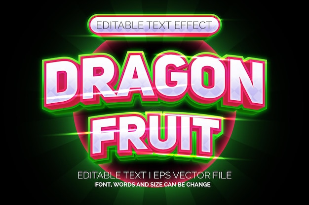 dragon fruit cartoon style 3d Editable Text Effect