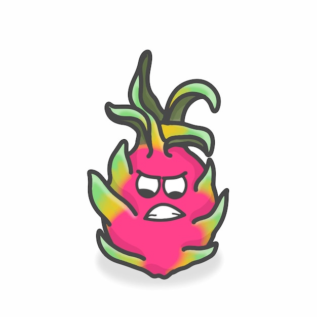 Dragon Fruit Cute Character Flat Cartoon Vector Design Illustration