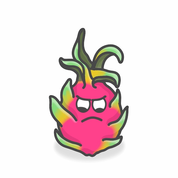 Dragon Fruit Cute Character Flat Cartoon Vector Design Illustration