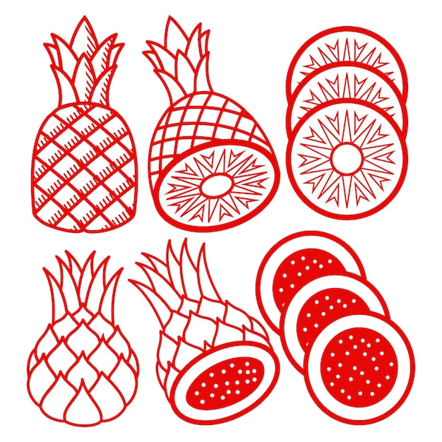 dragon fruit and pineapple element suitable for element design