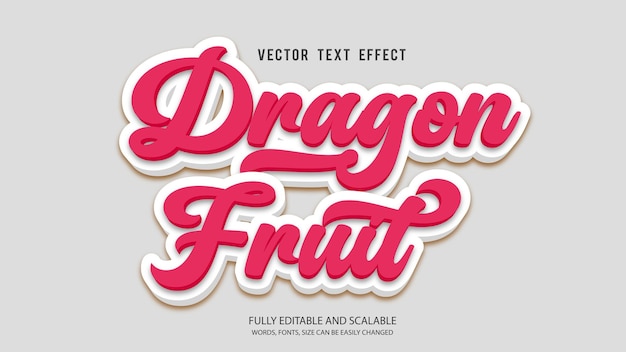 Dragon Fruits 3d Editable Text Effect Vector Template With Cute Background