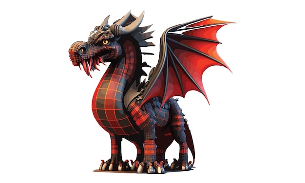 Vector dragon full body plaid cartoon vector illustration