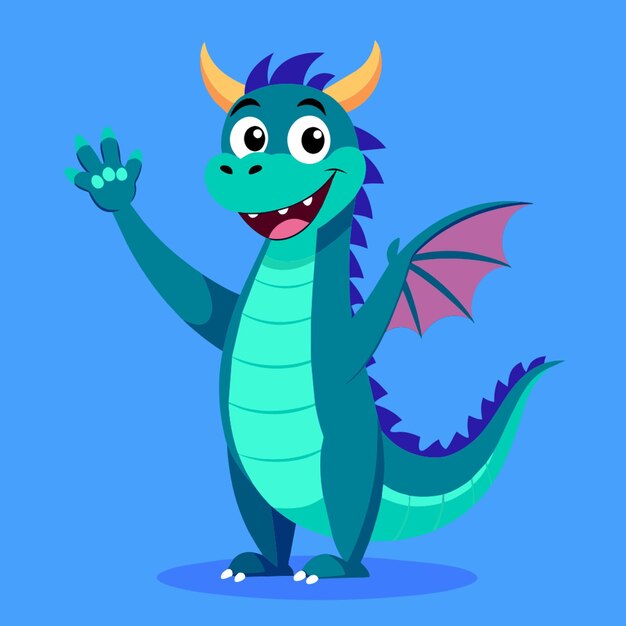 Vector dragon full body smiling and waving hand vector illustration