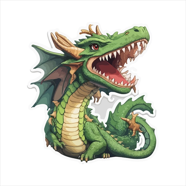 dragon happy sticker vector design