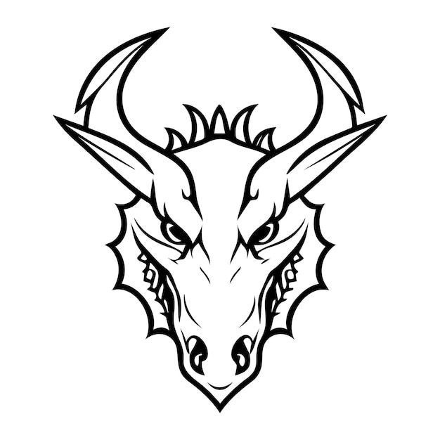 Dragon head black and white vector icon