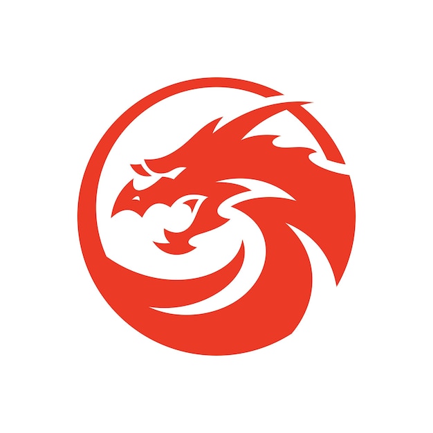 Dragon head and circle logo design