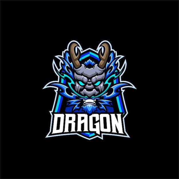 dragon head esport mascot design logo