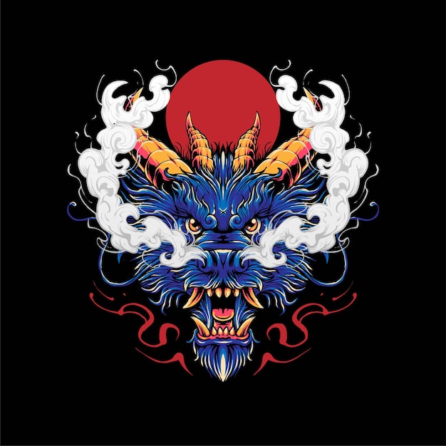 Dragon head Illustration, perfect for T-shirt, Apparel or merchandise design