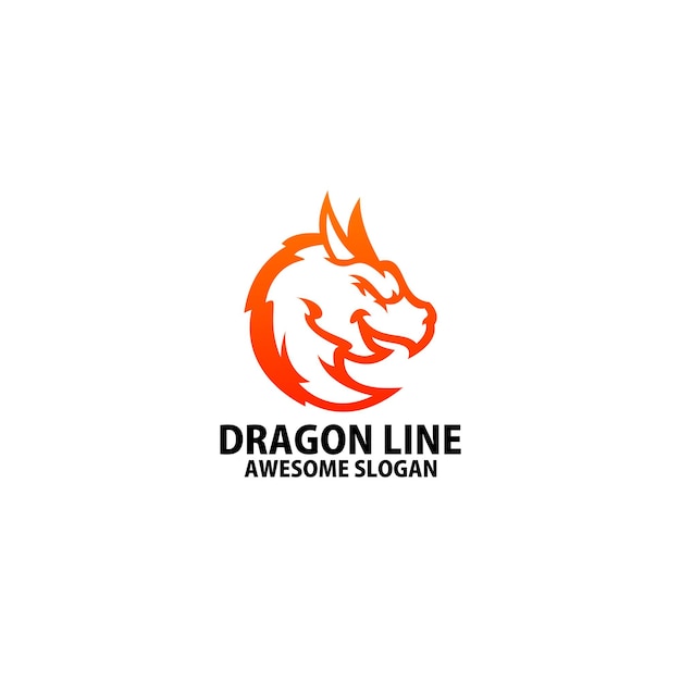 dragon head logo design gradient line art