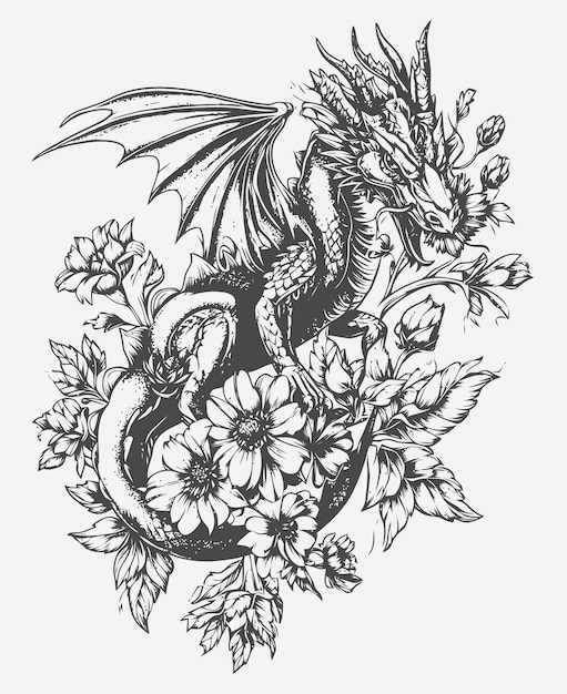 Vector dragon illustration dragon coloring book