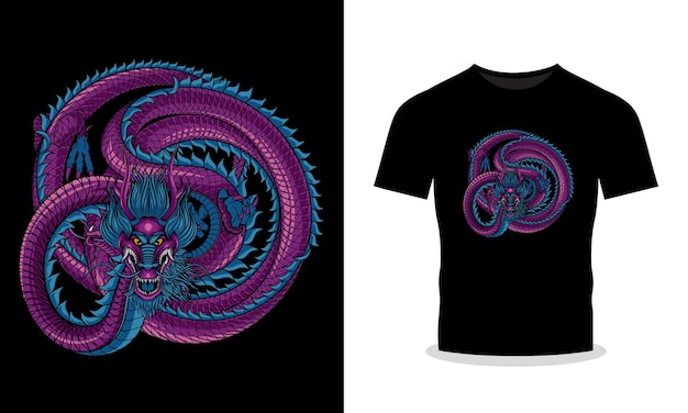 Dragon japanese style t shirt vector illustration