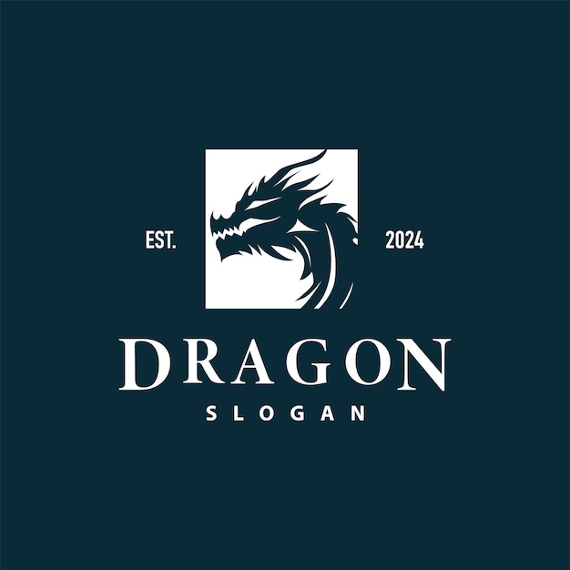 Vector dragon logo simple design animal legend dragon silhouette illustration template