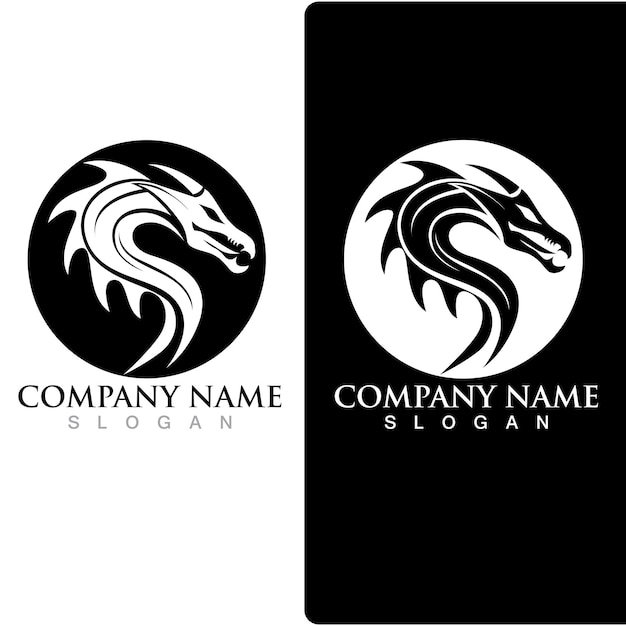 Dragon logo vector icon illustration design logo template