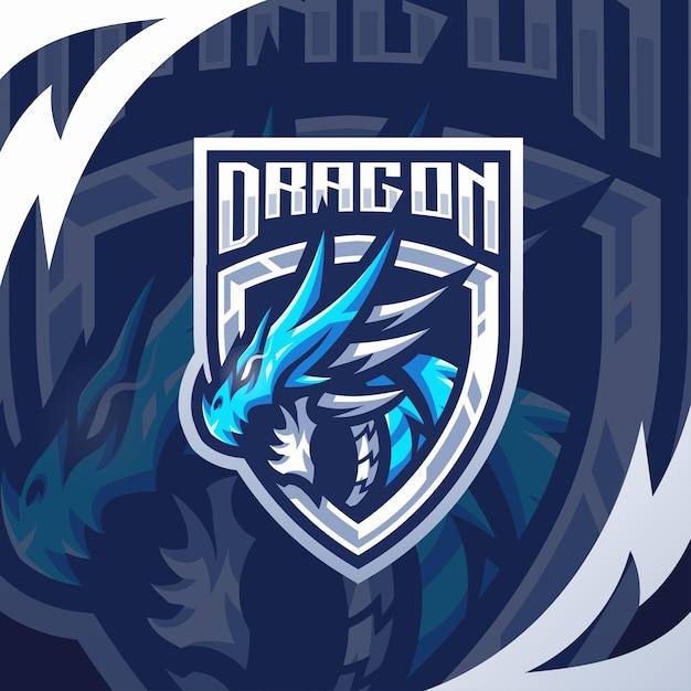 Dragon mascot esport logo design Premium Vector