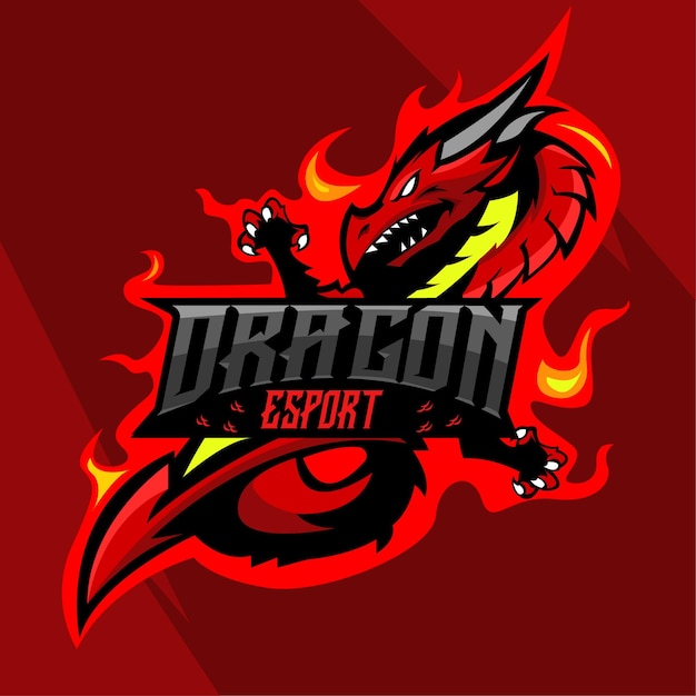 DRAGON MASCOT ESPORT LOGO VECTOR ILLUSTRATION